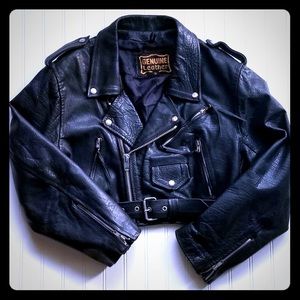 Genuine Leather Women's Cropped Biker Jacket - Med